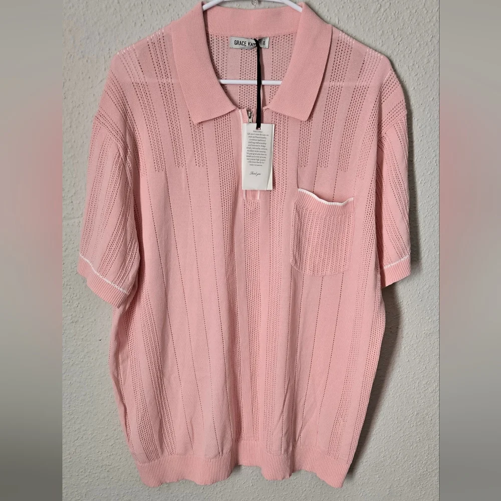 Grace Karin Mens Quarter Zip Polo Shirt - Picture 2 of 5